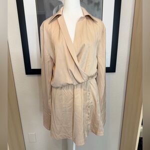 Princess Polly Beige Wrap Dress with Button Detail
